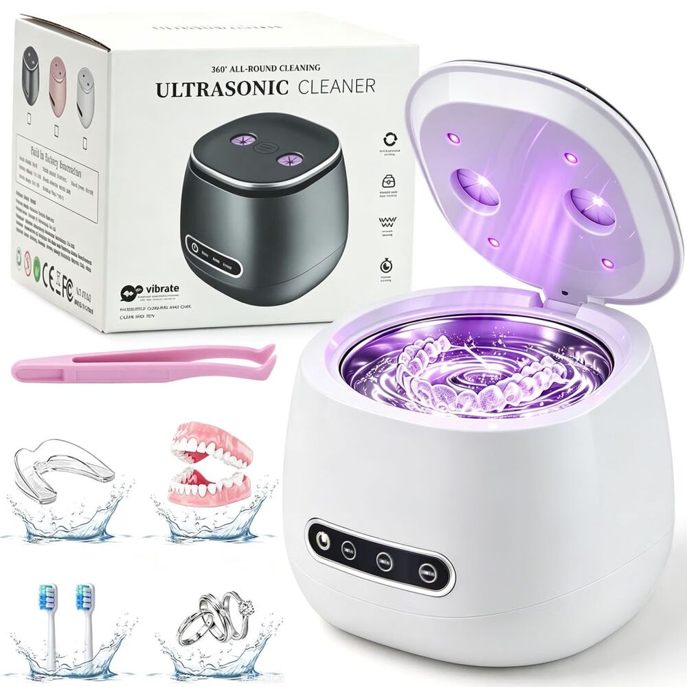 *New in Box* 48kHz Ultrasonic Retainer Cleaner Dental Jewelry Cleaning Pod White